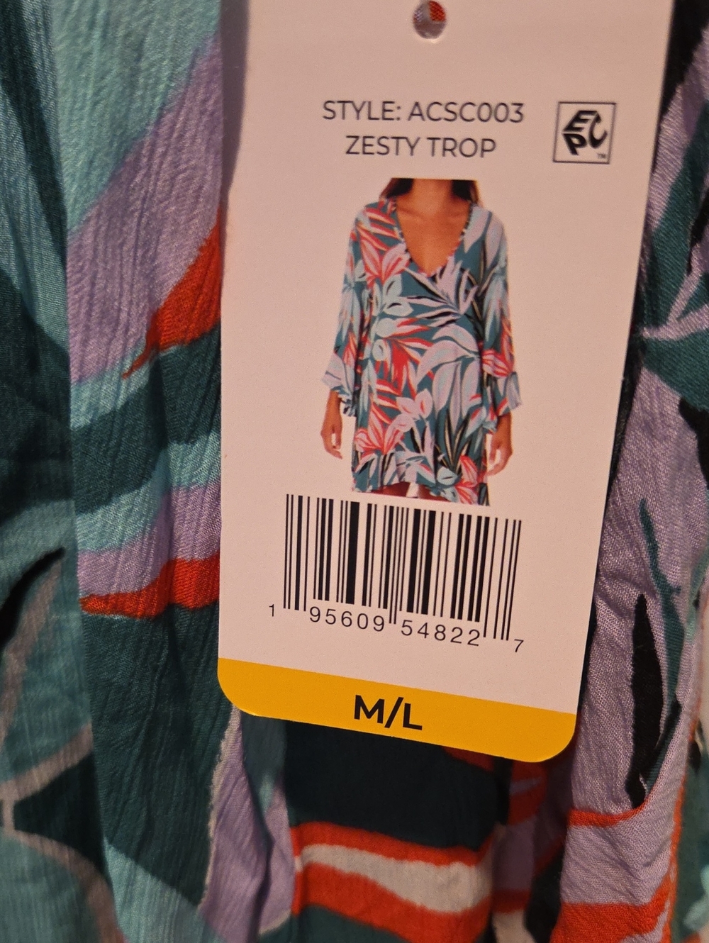 Anne Cole Teal, Coral & Lilac Tropical V-Neck Swim Cover